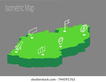 Map Czech Republic isometric concept. 3d flat illustration of Map Czech