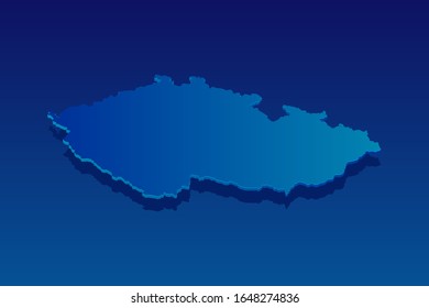 Karte der Tschechischen Republik auf blauem Hintergrund. Vektorillustration Modernes isometrisches Konzept Grußkartengrafik eps10.