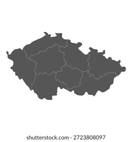Mapa da República Checa com regiões