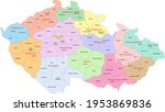 Map of Czech Republic with representation of regions and districts - Labels of administrative divisions in Czech