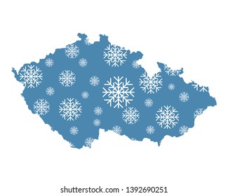 Map of Czech Republic with snowflakes