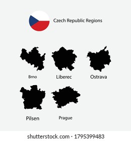 Mapa de regiones de la República Checa elemento gráfico Diseño de la plantilla de ilustración
