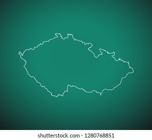 Map of Czech Republic,Green map on dark background. Vector illustration eps 10.
