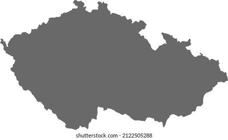 Map of Czechia. High res (300dpi). Highly detailed border representation. Web mercator projection. Scalable vector graphic. For web and print use. Border and fill colors can be changed in eps format.
