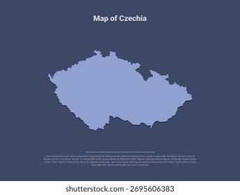  Mapa de Chequia, silueta de Vector minimalista en azul suave sobre fondo oscuro