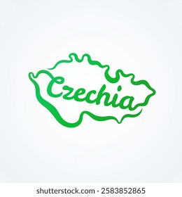 Map of Czechia- shape and name in one line