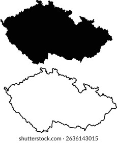 Map of Czechia Silhouette Flat and Outline