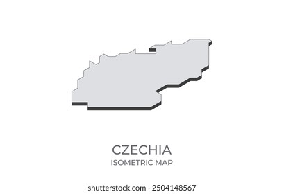 Map of the Czechia in simple isometric form. Illustration of isometric map of the country.