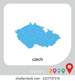 Map of czechRepublic abstract corlor blue on white background.frame.vecter illustration eps 10.