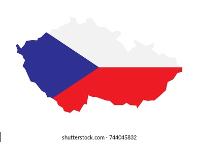 Map of czech-republic with Flag on white background