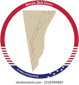 Mapa do Condado de Dade na Geórgia, EUA organizado em círculo.