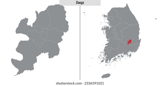 map of Daegu state of South Korea and location on Korean map