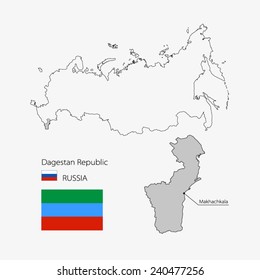 Map of Dagestan Republic, Russia