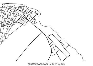 Map of Dahab city, Egypt. A famous resort for divers and freedivers, with beautiful beaches and coral reefs. The divers' Mecca is the Blue Hole. Vector illustration