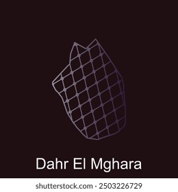 Map of Dahr El Mghara vector design template with dot technology, national borders and important cities illustration