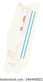 Map of Dalaman Airport (Turkey). IATA-code: DLM. Airport diagram with runways, taxiways, apron, parking areas and buildings. Map Data from OpenStreetMap.