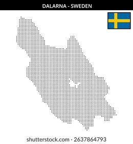 Map of Dalarna region in Sweden with pixel dots