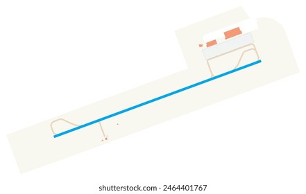 Map of Daniel Oduber Quiros International Airport (Costa Rica). IATA-code: LIR. Airport diagram with runways, taxiways, apron, parking areas and buildings. Map Data from OpenStreetMap.