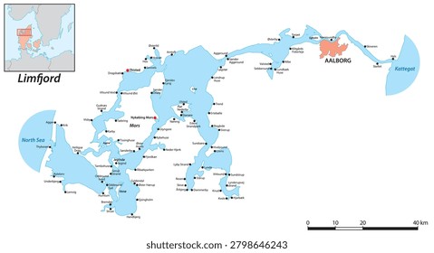 Map of the Danish Limfjord between the North Sea and the Kattegat
