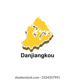 mapa de Danjiangkou modelo de design vetorial moderno, fronteiras nacionais e ilustração de cidades importantes