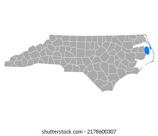 Mapa de Dare en Carolina del Norte en blanco