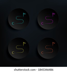 Icono de conjunto de colores de la placa oscura de mapa. Línea delgada simple, contorno vector de iconos de viaje para ui y ux, sitio web o aplicación móvil