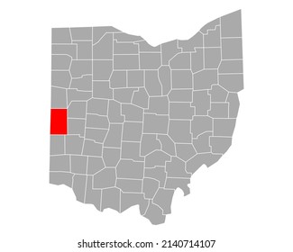 Mapa de Darke en Ohio en blanco
