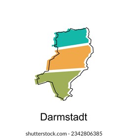 Map of Darmstadt colorful geometric outline design, World map country vector illustration template