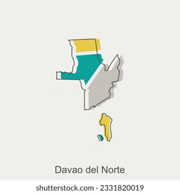 Map of Davao Del Norte vector design template, national borders and important cities illustration