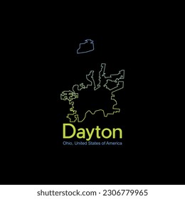 Map Of Dayton Ohio City Line Illustration Creative Design