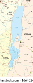 Map of the Dead Sea lying between Israel West Bank and Jordan