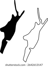 Map of Deer Lake Connecticut USA Silhouette Flat and Outline Design