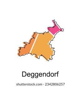 mapa de las fronteras nacionales de Deggendorf, ciudades importantes, modelo de diseño de ilustraciones de vectores del país cartográfico mundial