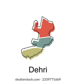 map of Dehri design template with outline graphic sketch style isolated on white background