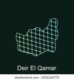 Map of Deir El Qamar vector design template with dot technology, national borders and important cities illustration