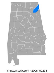 Map of DeKalb in Alabama on white