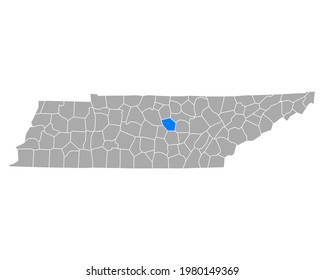 Map of DeKalb in Tennessee on white