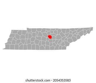Map of DeKalb in Tennessee on white