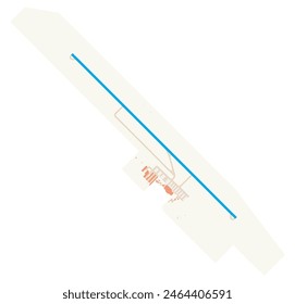 Map of Del Bajio International Airport (Guanajuato Int'l Airport) (Mexico). IATA-code: BJX. Airport diagram with runways, taxiways, apron, parking areas and buildings. Map Data from OpenStreetMap.