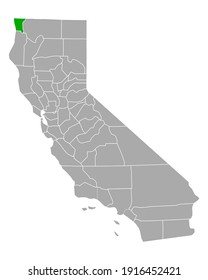 Map of Del Norte in California on white