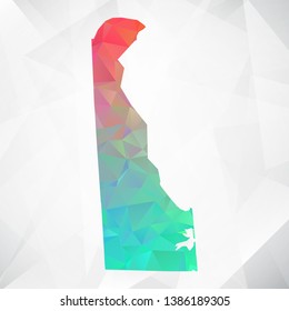 Map of Delaware. Colorful Geometric Rumpled Triangular , Polygonal Design For Your . Vector illustration eps 10.
