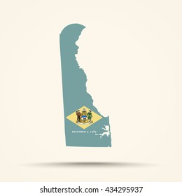 Map of Delaware in Delaware flag colors