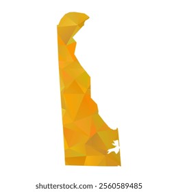 Map of Delaware - Gold Polygonal Design For Your. Vector illustration eps 10.