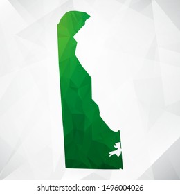 Map of Delaware - Green Geometric Rumpled Triangular , Polygonal Design For Your . Vector illustration eps 10.