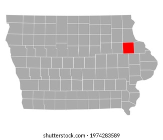 Map of Delaware in Iowa on white