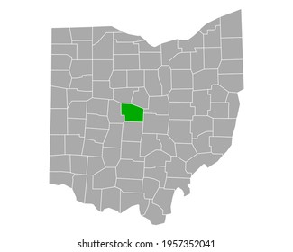 Map of Delaware in Ohio on white