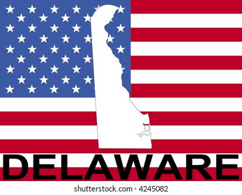 Karte von Delaware auf amerikanischer Flagge
