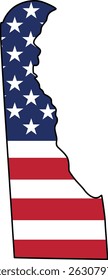 Mapa de Delaware State Design com a bandeira dos EUA