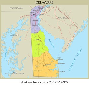 Map of Delaware, United States