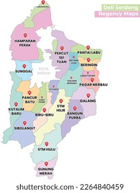 Map of Deli Serdang Regency, North Sumatra, Indonesia